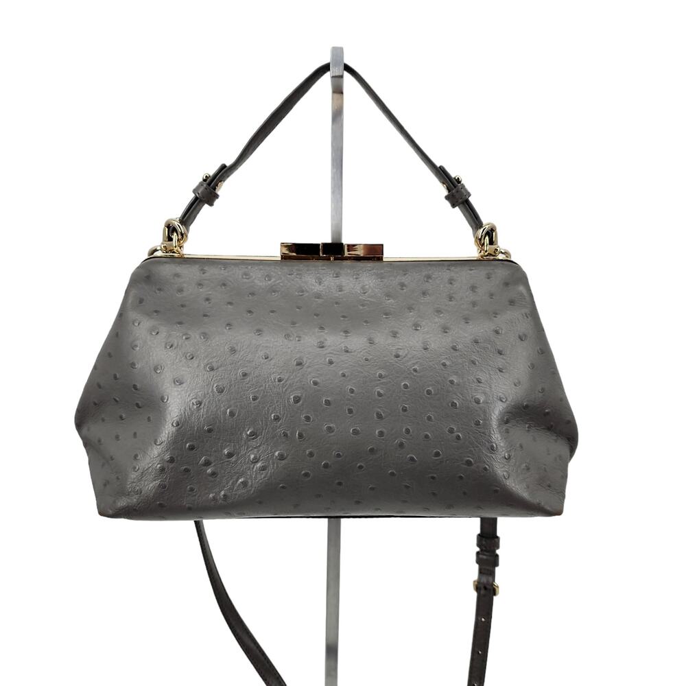Kate Spade Grey Ostrich Embossed Leather Victoria Falls Madeline Satchel